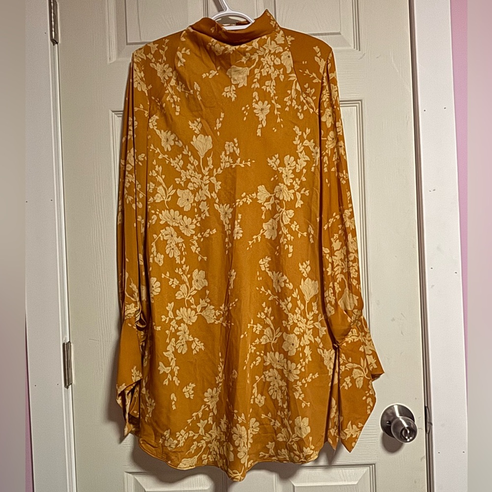 Free People Mustard Floral Blouse